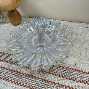 Vintage 1970s, Celestial Iridescent Sunburst Federal Glass, Carnival Glass